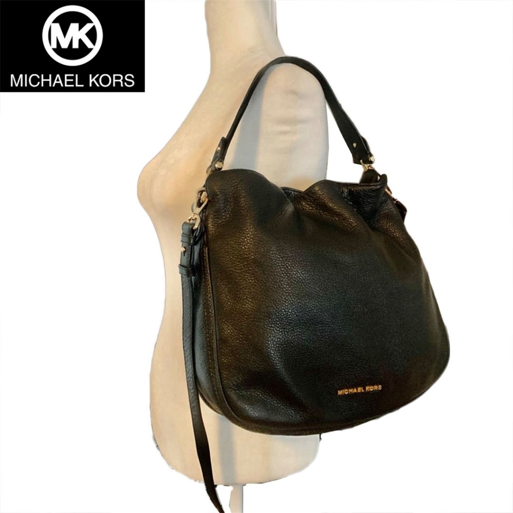 NWOT Michael Kors black pebbled leather large shoulder and crossbody bag hobo